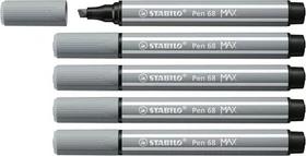 STABILO Pen 68 MAX mittelgrau, 5er-Pack