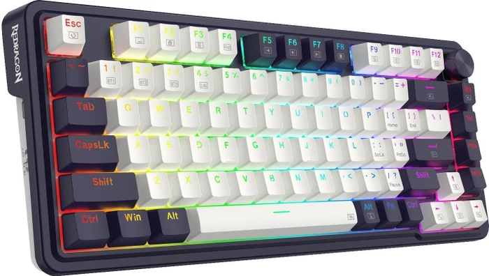 Redragon Ucal K673 Pro, schwarz/weiß, LEDs RGB, Redragon RED, USB/Bluetooth, US