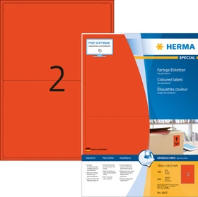 Herma Etiketten, 199.6x143.5mm, rot, 100 Blatt (200 Etiketten)