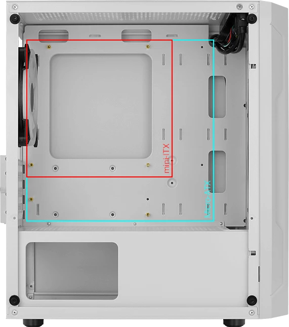 AeroCool Trinity Mini White, weiß, Lüfter LED Fixed RGB, Glasfenster