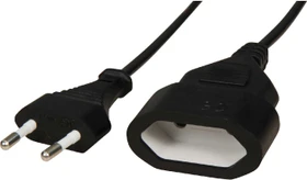 McPower Verlängerungskabel schwarz H03VVH2-F 2x0,75, Euro-Stecker, 5m