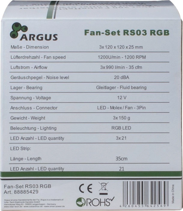 Inter-Tech Argus RS03, LED-Strip, 120mm, 3er-Pack