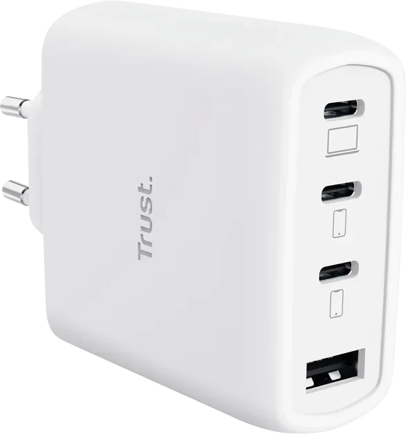 Trust Maxo GaN-USB-Tischladegerät mit 65W und 4 Anschlüssen weiß