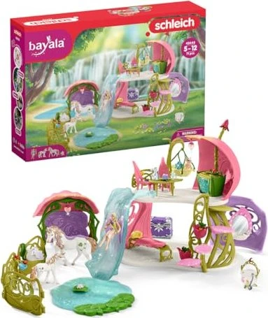 Schleich Bayala - Glitzerndes Blütenhaus mit Einhörnern, See und Stall