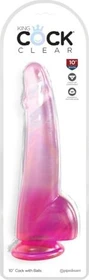 Pipedream King Cock Clear 10" Cock with Balls transparent/pink
