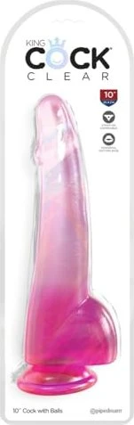 Pipedream King Cock Clear 10" Cock with Balls transparent/pink