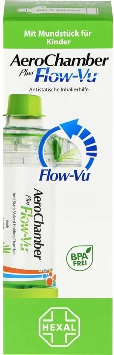 Hexal AeroChamber Flow-Vu Kinder mit Mundstück grün