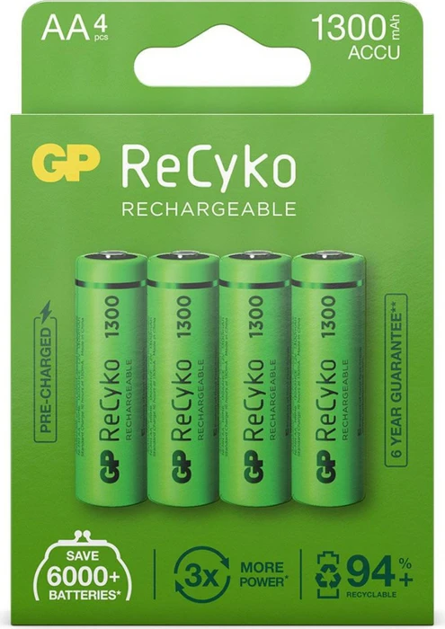 GP Batteries ReCyko Mignon AA NiMH 1300mAh, 4er-Pack