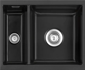 systemceram Mera 60 U/g Unterbau Becken rechts mit Ablauffernbedienung nigra