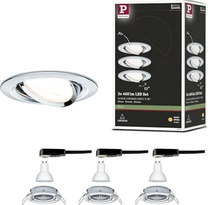 Paulmann Nova rund GU10 6.5W Einbauleuchte chrom, 3 Stück