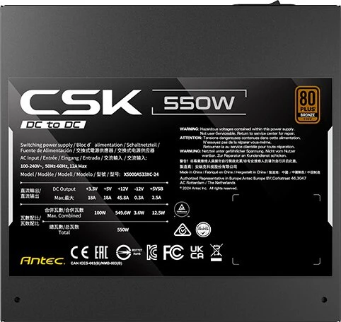 Antec CSK550DC 550W, ATX 2.52