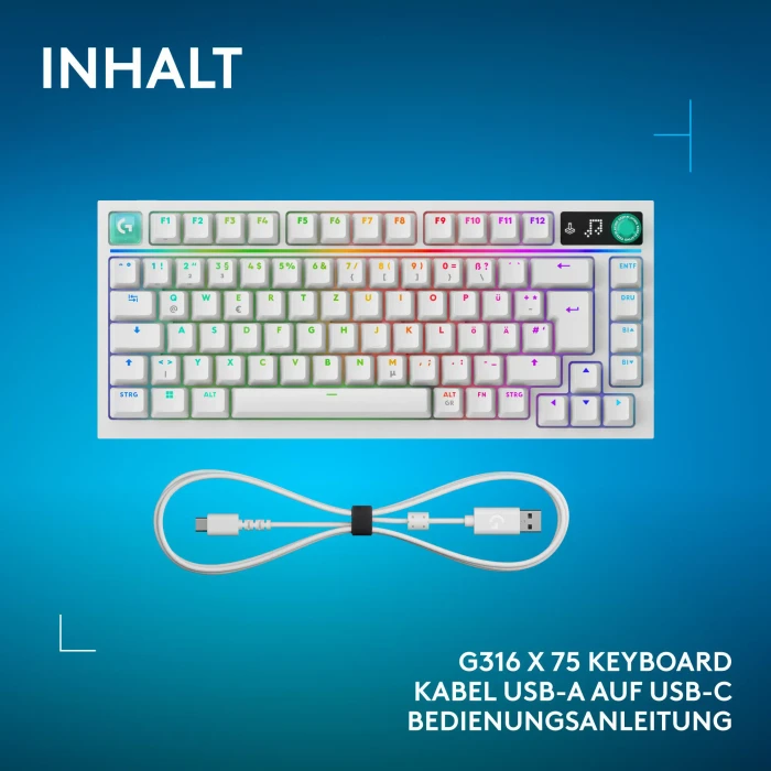Logitech G316 X 75, weiß, Tactile Switch, USB, FR