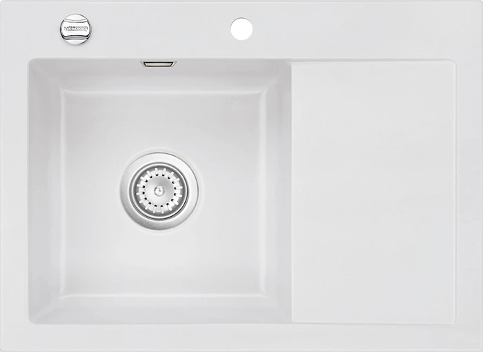 systemceram Mera 70 F Einbau Becken links mit Ablauffernbedienung satin