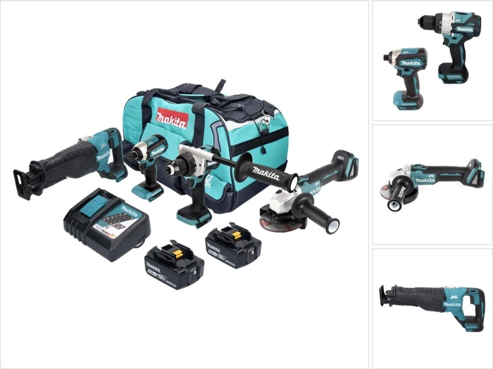 Makita DLX4157TX1 Akku-Maschinenset inkl. Tasche + 2 Akkus 5.0Ah