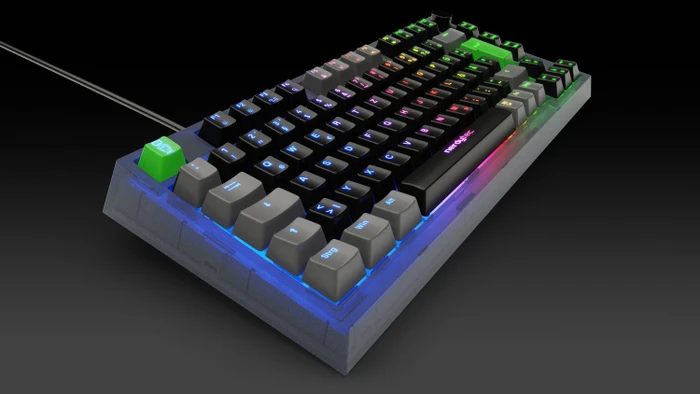 nerdytec Cykey QMK/VIA Gaming Keyboard, 75%, schwarz/transluzent, LEDs RGB, hot-swap, Gateron G Pro 3.0 YELLOW, USB, DE