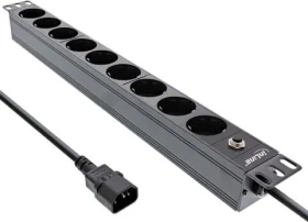 InLine 19" Aluminium Steckdosenleiste, 1HE, 9-fach, 250V, 2m