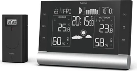 Hama Black Line Plus Funkwetterstation schwarz, digital
