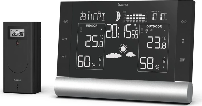 Hama Black Line Plus Funkwetterstation schwarz, digital