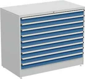 Treston Serie 130 Schubladenschrank, 9 Schubladen, lichtgrau/blau, Container