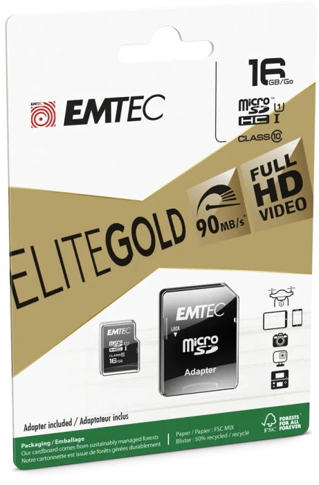 Emtec EliteGold R90/W20 16GB Kit, UHS-I U1, Class 10
