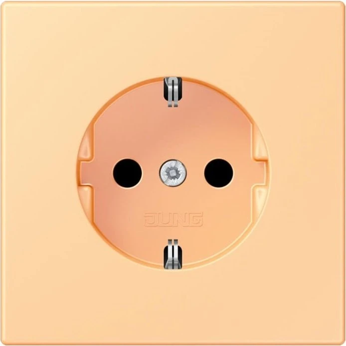 Jung SCHUKO-Steckdose, 16 A 250 V ~, Schraubklemmen, Duroplast lackiert, Serie LS, terre sienne claire 59