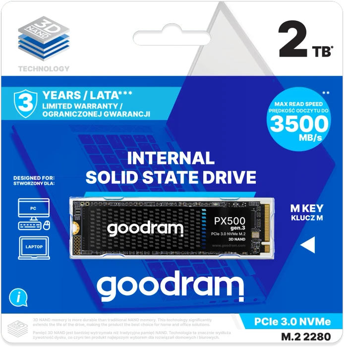 goodram PX500 GEN.3 2TB, M.2 2280 / M-Key / PCIe 3.0 x4