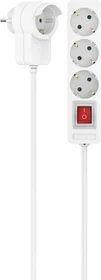 Hama Steckdosenleiste mit Zusatzsteckdose am Stecker, 3-fach, Schalter, 1.4m, weiß