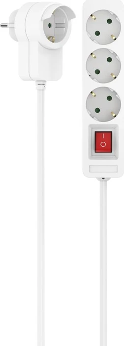 Hama Steckdosenleiste mit Zusatzsteckdose am Stecker, 3-fach, Schalter, 1.4m, weiß