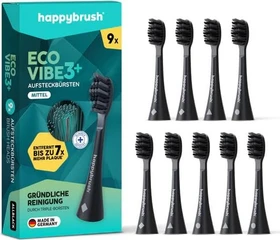 HappyBrush Schall Eco Vibe 3 Ersatzbürste all black, 9 Stück (3x 3 Stück)