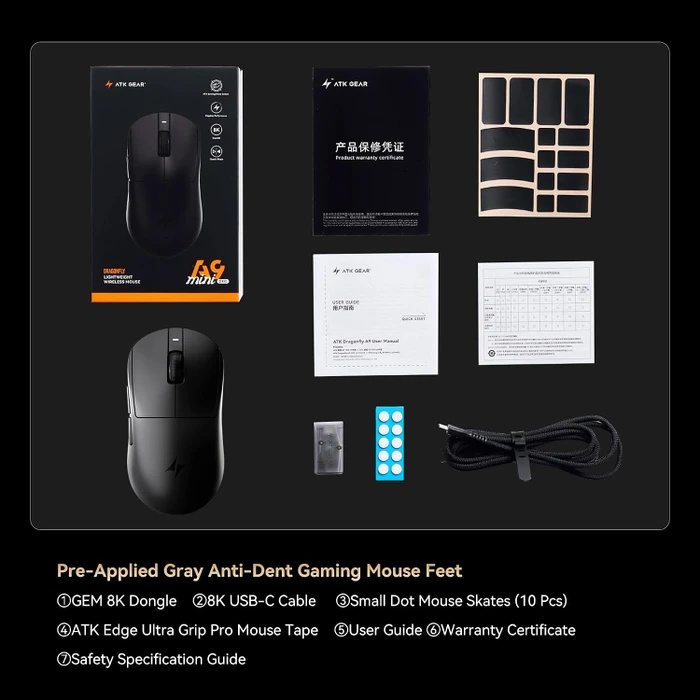 ATK Dragonfly A9 Mini+ 8KHz Wireless Gaming Maus, weiß, USB