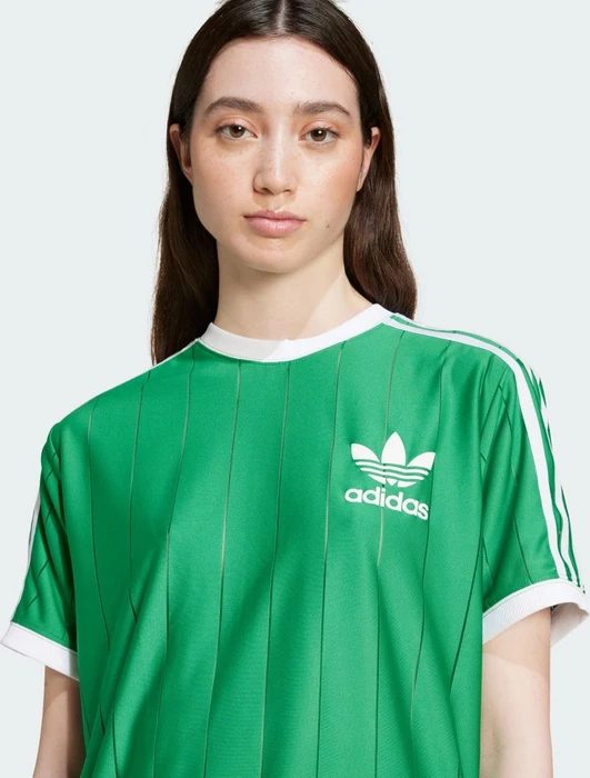 adidas Adicolor 3-Streifen Pinstripe T-Shirt kurzarm grün (Damen)