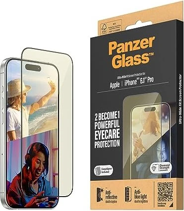 PanzerGlass Eyecare Screen Protection Ultra-Wide Fit with EasyAligner für Apple iPhone 15 Pro