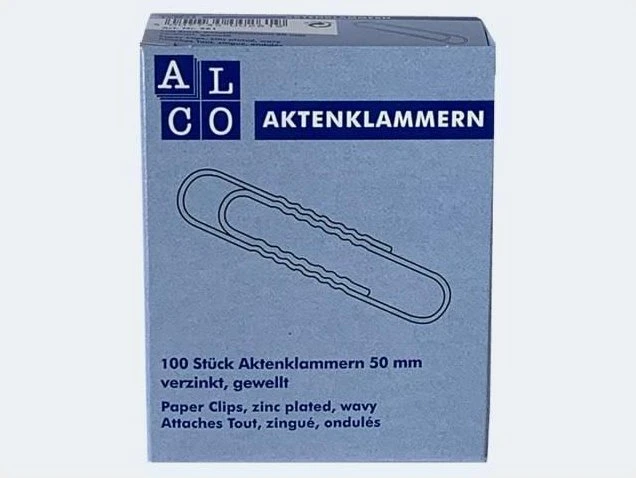 Alco 261 Aktenklammern, gewellt, 50mm, verzinkt, 100 Stück