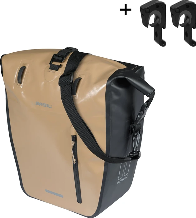 Basil Rivo L Tarpaulin MIK Hooks Gepäcktasche sand/black
