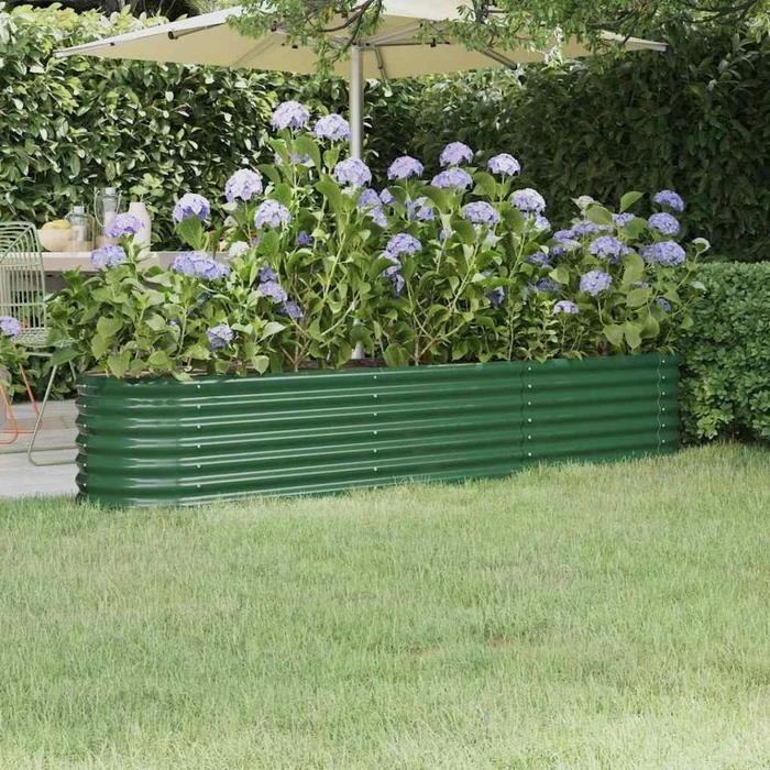 vidaXL Stahl Hochbeet oval 224x40cm grün