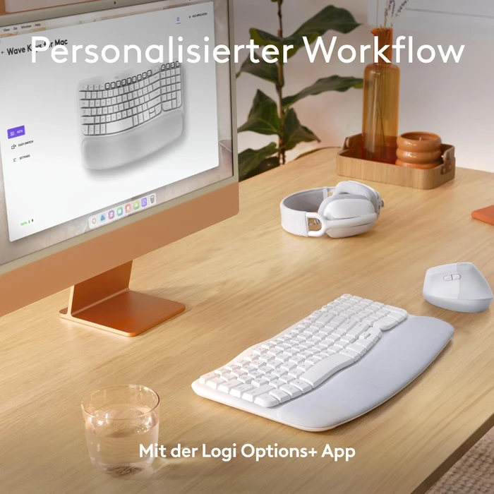 Logitech Wave Keys for Mac, Grauweiß, Logi Bolt, USB/Bluetooth, DE