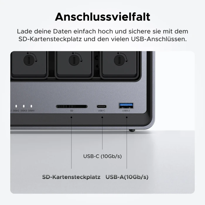Ugreen NASync DXP4800 Plus, 8GB RAM, 1x RJ-45 10GBase-T, 1x RJ-45 2.5GBase-T