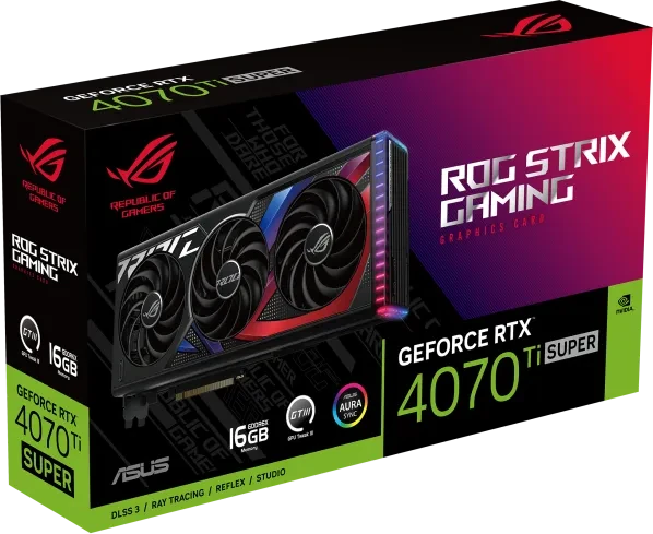 ASUS ROG Strix GeForce RTX 4070 Ti SUPER, ROG-STRIX-RTX4070TIS-16G-GAMING, 16GB GDDR6X, 2x HDMI, 3x DP