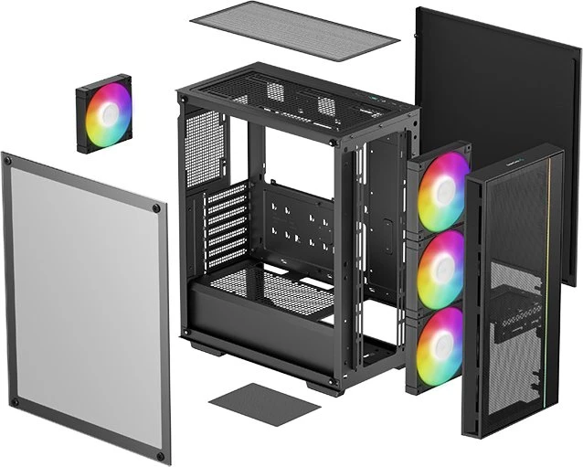 DeepCool Matrexx 55 Mesh V4 C, schwarz, Glasfenster