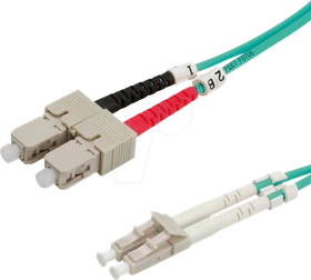 Value LWL Duplex Kabel, OM3, 2x LC Stecker/2x SC Stecker, 10m, türkis