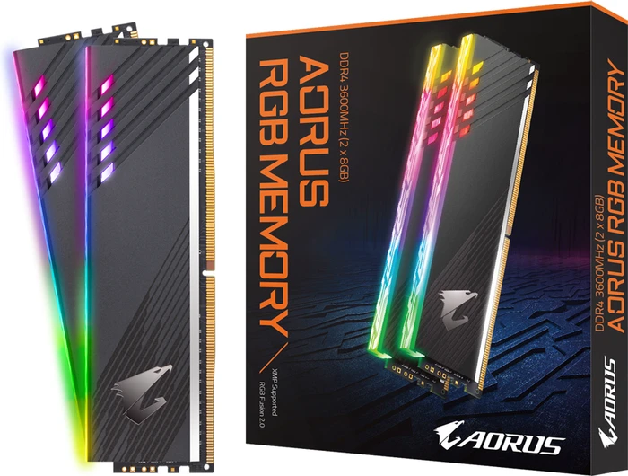 GIGABYTE AORUS RGB Memory UDIMM 16GB Kit, DDR4-3600, CL18-19-19-39, 1RX8