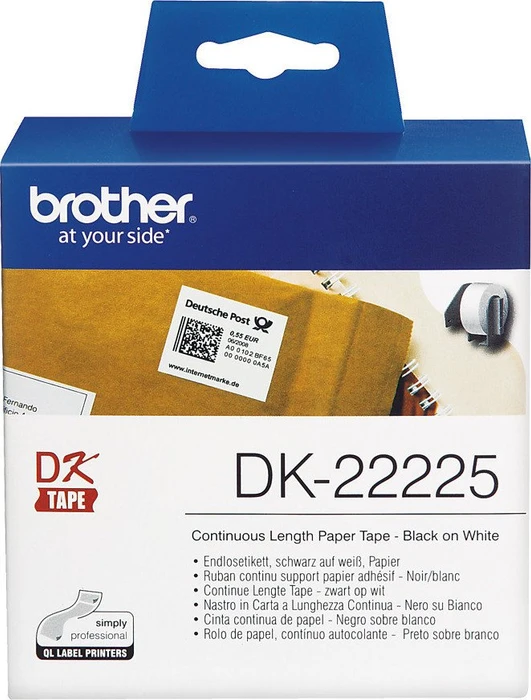 Brother Endlosetiketten DK-22225, 38mm, 30.5m, weiß/schwarz