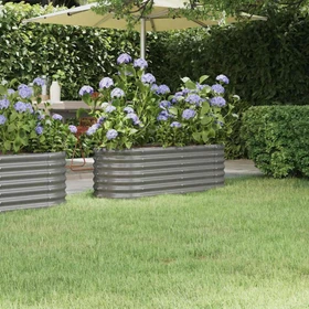 vidaXL Stahl Hochbeet oval 114x40cm grau