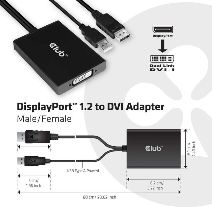 Club 3D aktiver DisplayPort/Dual-Link DVI Adapter, HDCP ON Version