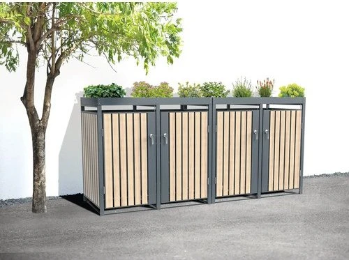 Westmann Planta Mülltonnenbox 4x 240l holzoptik/anthrazit (WMHHWTC-64)