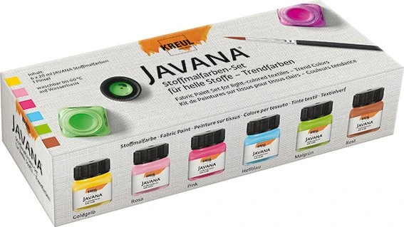 Kreul Javana Stoffmalfarbe für helle Stoffe Trendfarben, 6 Farben, 20ml