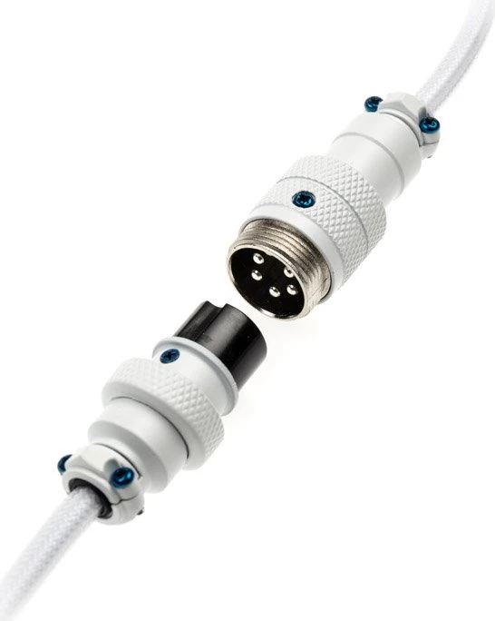 Ducky Premicord Spiralkabel USB-C auf USB-A, Tastaturkabel (Spiral-Textilkabel), 1.8m, Pure White