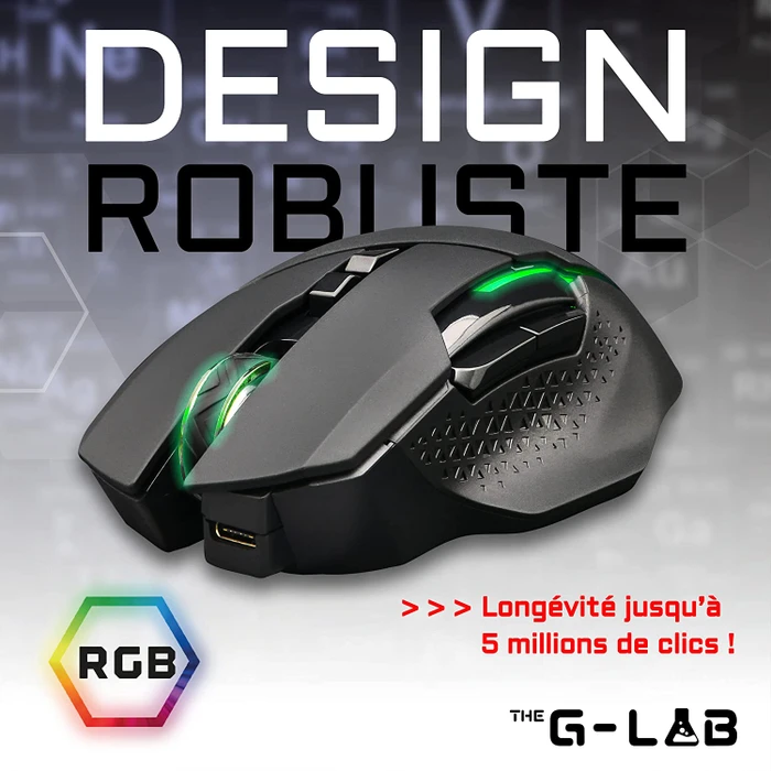The G-Lab Kult Caesium Wireless Gaming Mouse, schwarz, USB