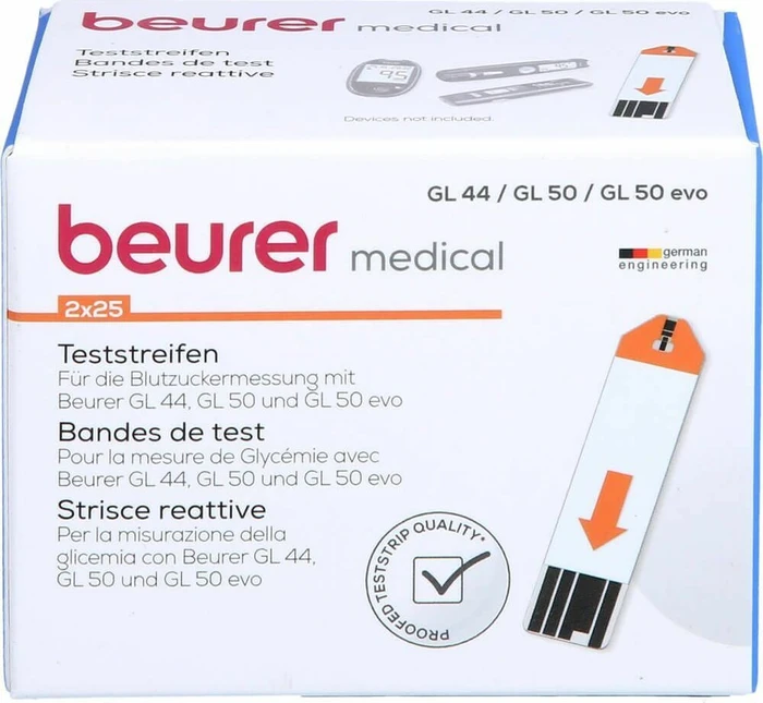 1001 Artikel Medical GL 44/50 Blutzucker-Teststreifen, 50 Stück (2x 25 Stück)