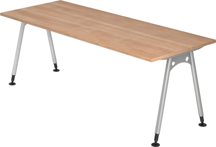 Hammerbacher Ergonomic Plus A-Serie AS20/N Schreibtisch 200x100cm Nussbaum/silber